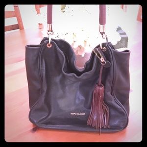 Adolfo Dominguez Hobo Black leather bag